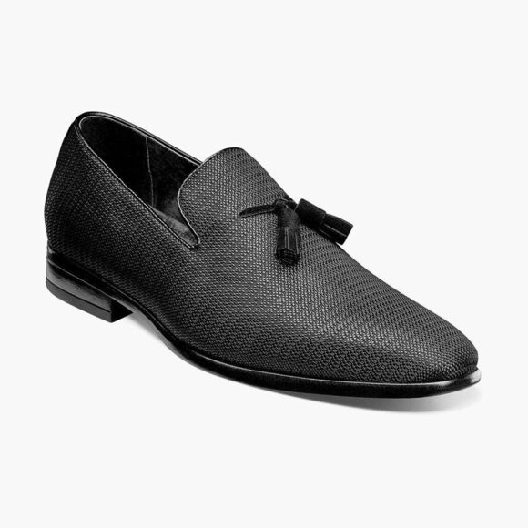 NEW Stacey Adams TAZEWELL Plain Toe Tassel Slip On Black - Picture 1 of 12